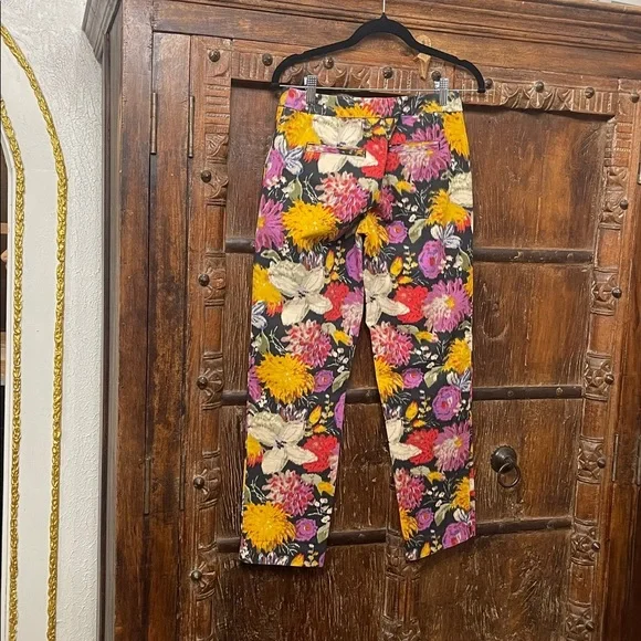 EUC Anthropologie Elevenses Floral Jacquard Trousers — Size 0 - Picture 5 of 7